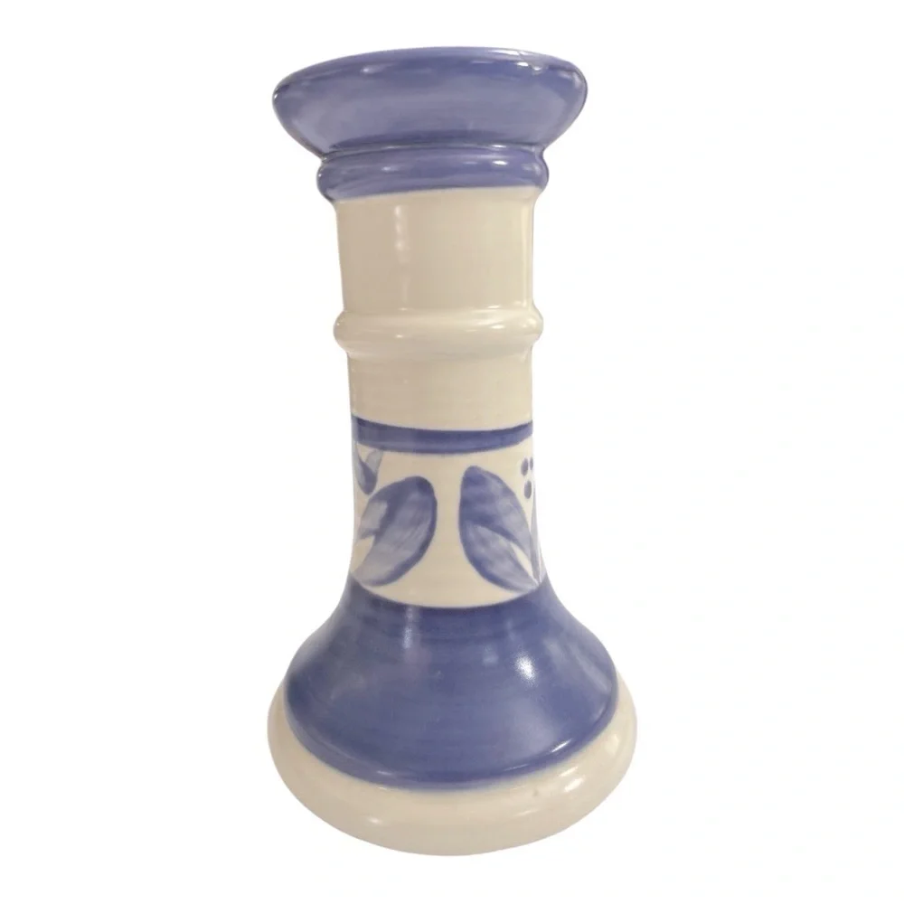 Pfaltzgraff Villa Flora Candlestick Holder, Vintage Blue Pfaltzgraff